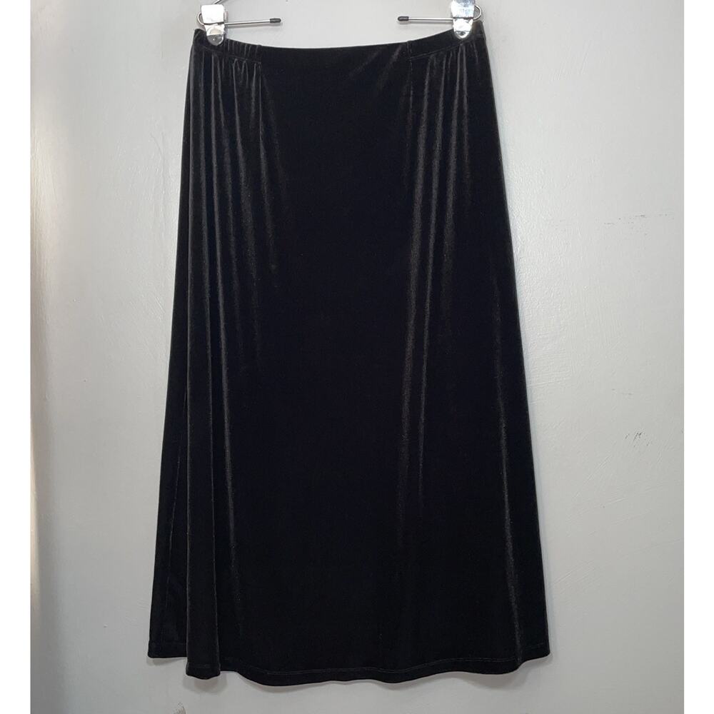 White Stag Black Velvet Skirt Size Large Pull On Elegant Whimsigoth Vamp Witchy